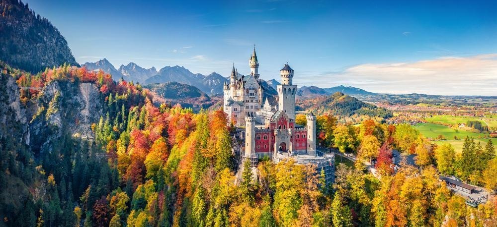 A Bavarian castle surrounded by autumn colours